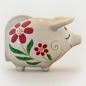 VINTAGE Rosenthal Netter Large 12” CERAMIC Hand Painted PIGGY BANK Taiwan